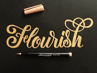 Flourish Friday calligraphy hand lettering in a brush lettering