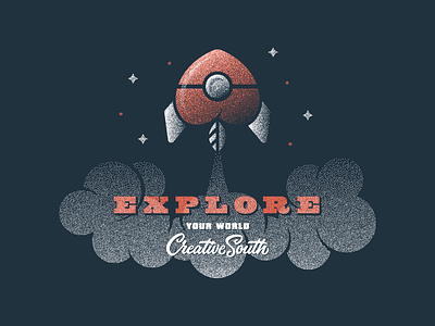Explore creative south hand lettering illustration lettering rocket space stipple type typography