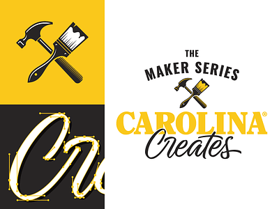 Carolina Creates branding hammer hand lettering icon identity lettering logo paint brush tools type typography