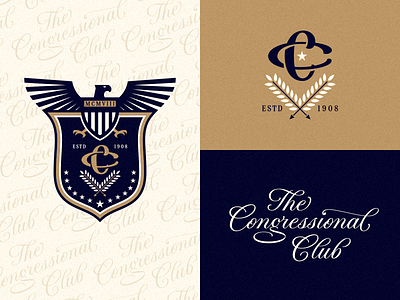 The Congressional Club badge calligraphy cc eagle hand lettering lettering logo logotype monogram seal type typography