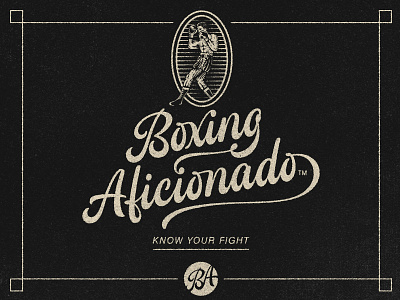 Boxing Aficionado boxer boxing design engraving hand lettering identity illustration lettering logo logo design logotype monogram rebrand script type typography vintage