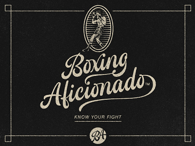 Boxing Aficionado boxer boxing design engraving hand lettering identity illustration lettering logo logo design logotype monogram rebrand script type typography vintage