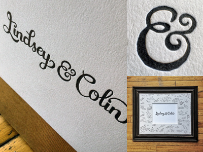 Letterpress Signature Frame ampersand custom hand lettering lettering letterpress script type typography wedding