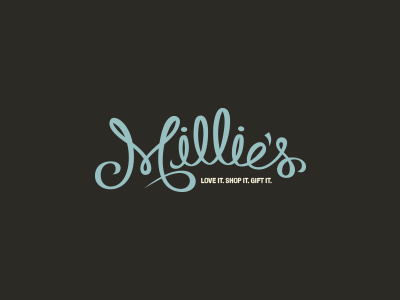Millie's gift hand lettering identity lettering logo logotype ribbon script type typography wordmark
