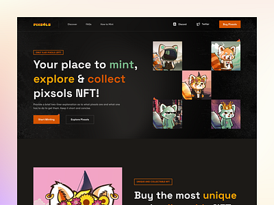 Pixsols Website Exploration aspinax cool design digital flat header hero illustration minimal new popular ui web website