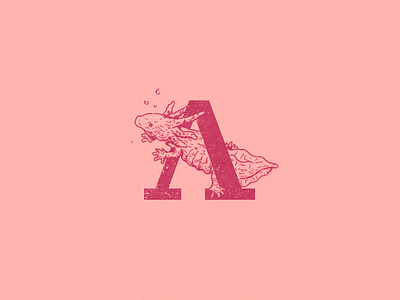 A: Axolotl 36 days of type a alphabet axolotl illustration logo logos type typogaphy