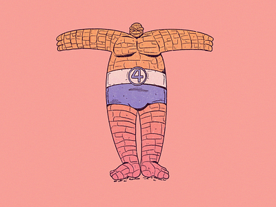 T for The Thing 36 days of type art cartoon character character design design drawing fantastic four illustration inktober letter t marvel superhero t