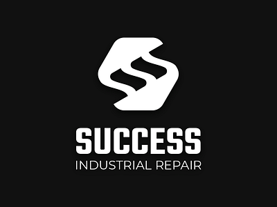 Success Industrial Repair Logo cnc drill industrial repair logo negative space nut