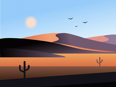 Desert Landscape cactus concept desert journey landscape nature nature illustration scenery sun vector view