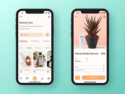 App design concept for care products.