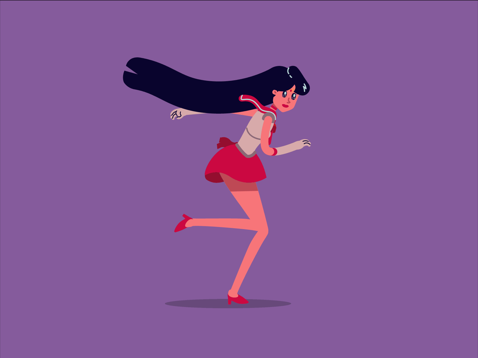 sailor mars run cycle 90s after affects animation anime character design flat design flat illustration motion motion design run cycle sailor moon vector