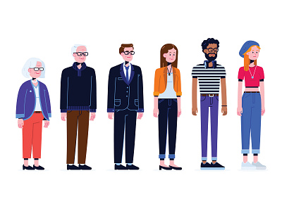 Generations character design flat flat design flat illustration generation x generation y generation z illustration illustrator millenial vector