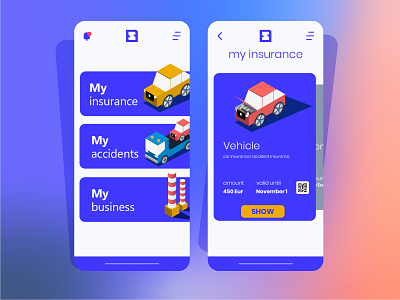 Custom insurance app graphic design illustraion mobile ui uidesign