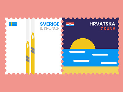 Post stamps croatia facebook flat design post stamps sweden travel