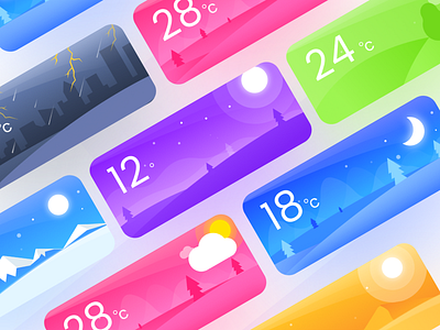 Weather Cards app card illustration ios ui weather winter