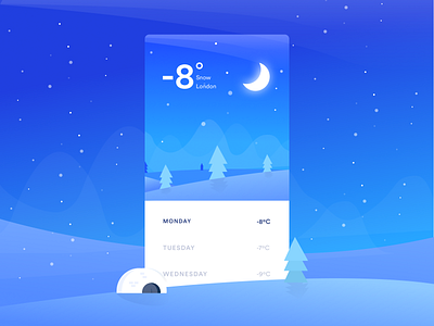 Weather app app design illustration ios ui vector weather winter