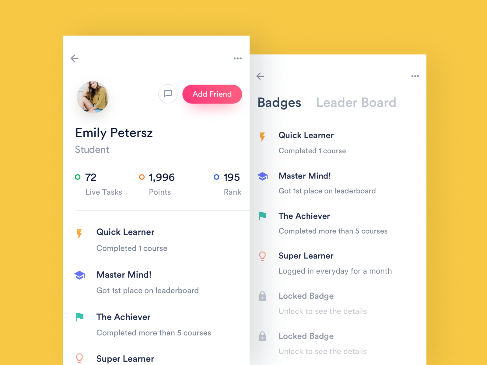 Learning App - Student Profile by Aura on Dribbble