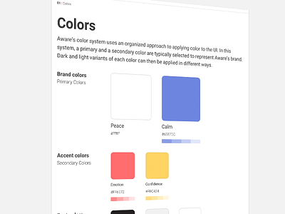Aware's Proposed color scheme. aware branding color