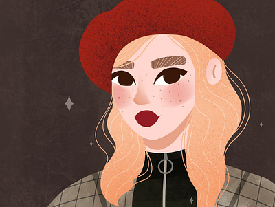 Portrait of a blond girl girl illustraion portrait procreate profile texture