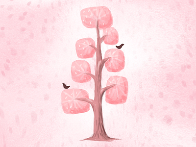 Candy Tree birds candy fairy tail love pink tree