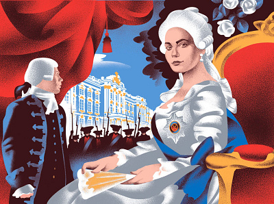 illustrations for Channel One film history illustration palace politics russia throne tv series
