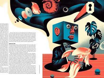 How Your Brain Creates Reality (4) brain creative design fish illustration magazine reality russia vintage