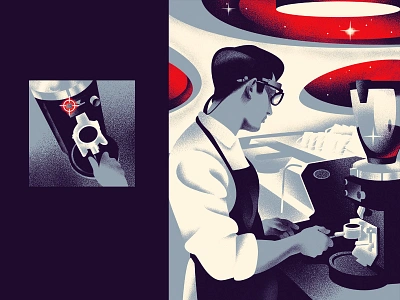 for Standart magazine barista cafe coffee future illustration magazine night russia vintage