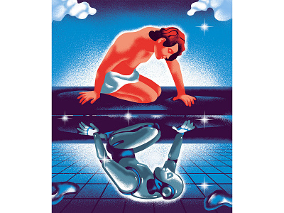 Narcissus android design future hum illustration magazine robot science vintage