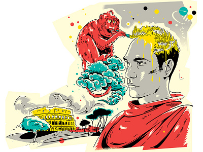 Illustration for «GQ Russia» color illustration monkey russia