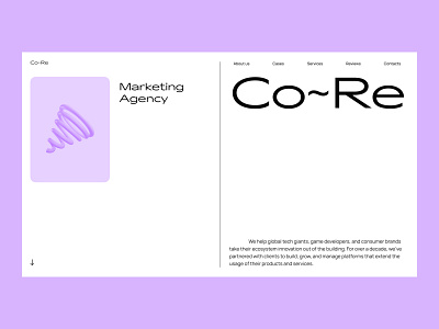 Co-Re. Marketing Agency Website. First Screen