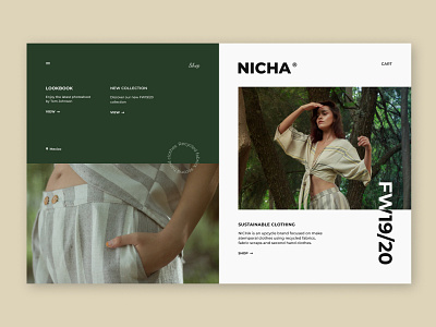 Nicha | Sustainable clothing clothing consept dayli ui design fashion interface minimal online shop online store recycle typography ui web website