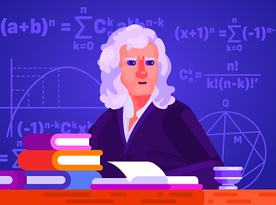 Isaac Newton art artist character design flat illustration illustration art illustrator math newton vector