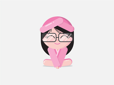 Cute girl artist character cute design flat girl glasses illustration pink smile