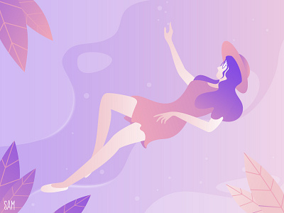 Dream Girl - Peaceful moments artist character design flat girl illustration