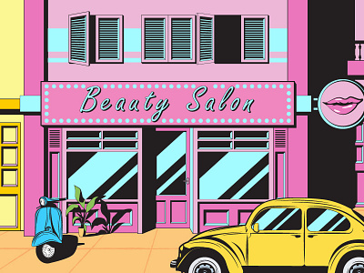 Beauty Salon Comic artist beauty salon comic art design flat illustration