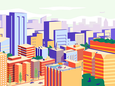 City artist city design flat illustration