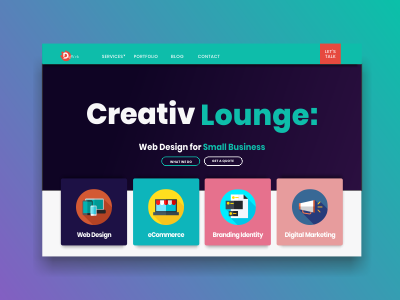 Creative Lounge design hero image interface landing page site ui user web