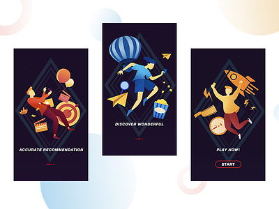 Guide Pages for Video Application 2019 color design gradient guide page illustration illustrator onboarding ps ui vector