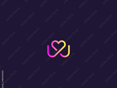 Heart W Letter logo design Template vector symbol. heart w