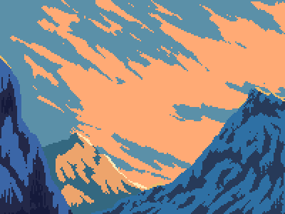 Arctic colorful landscape pixel art