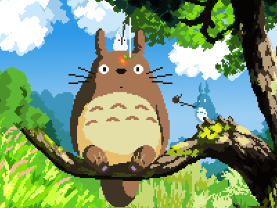 Totoro ghibli pixel art totoro