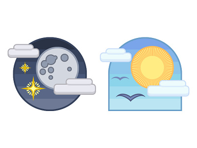 Night And Day Badges branding design icon illustration illustrator logo vector