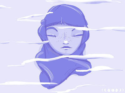 Partly Cloudy cloudy digital painting girl melancholy photoshop process quick sketch sad wacom