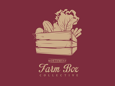 Northwest Farm Box Collective Logo Concept box carrots crate farm lettuce northwest pear radish squash