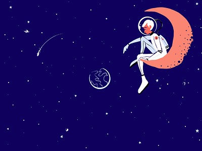 Just need some space. adobe draw adobe sketch alone apple pencil astroboy astronaut boy crescent design earth illustration man moon planet shooting star sitting sketch space stars vector