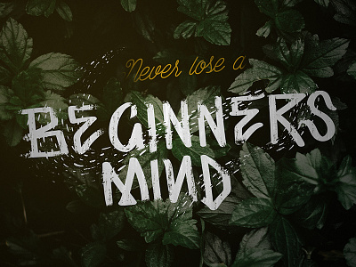 Never Lose a Beginners Mind broken distorted hand drawn hand lettering lettering morphed nature type typography vectorized