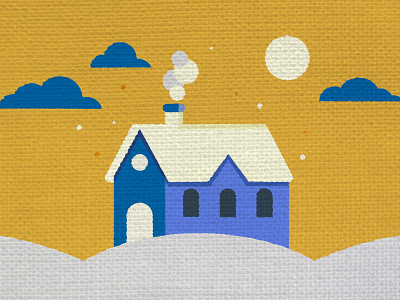 Textured Country Home Illustration WIP