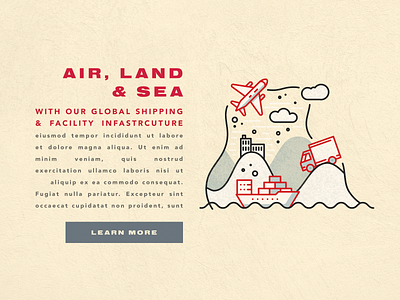Air Land & Sea Content Block block clean content cta design graphic illustration layout line simple text vector website