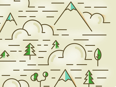 Mountain cloud pattern cloud color flat illustration line mountain nature pattern shadow simple texture vector