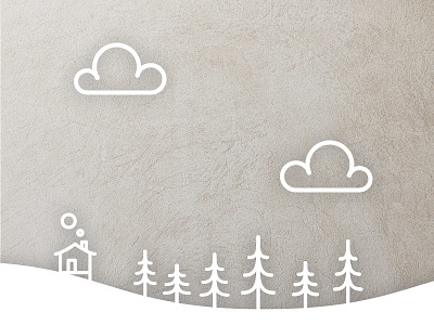 Cloud Village clouds flat icon line negative space pattern shadow simple trees white